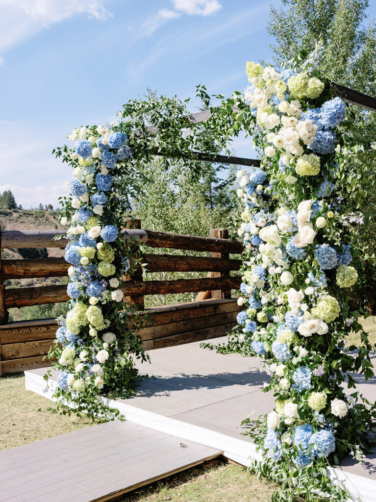 luxury ceremony arch at Ritz Carlton Bachelor Gulch wedding